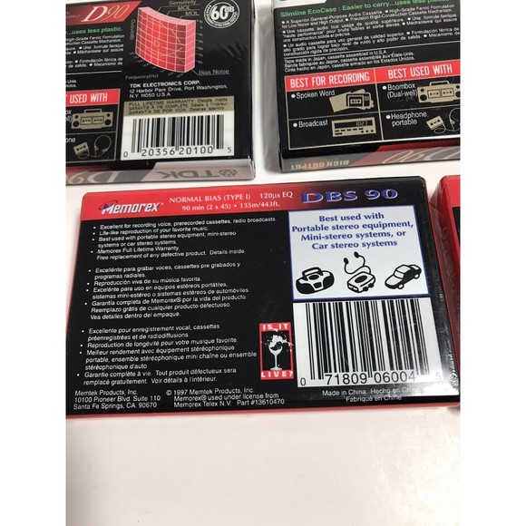 TDK D90 & Memorex DBS Cassette Tapes - Lot Of 5 - 90 Min Blank Audio High Output - Picture 4 of 7